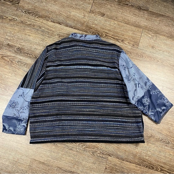 Vintage TANTRUMS Coat Women 3X Blue Patchwork Floral Beaded Viscose Art To Wear - Picture 6 of 9